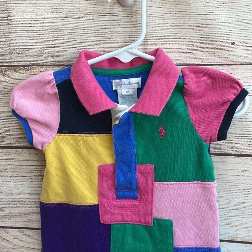 RALPH LAUREN COLOR BLOCK PATCHWORK DRESS‎